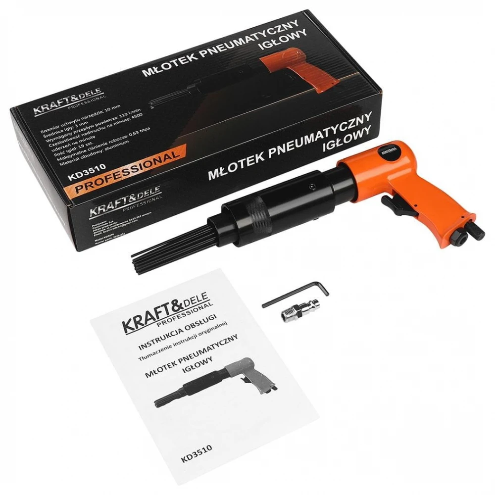 Пневматичен иглен чук, 142 л/мин., 19 игли - KD3510