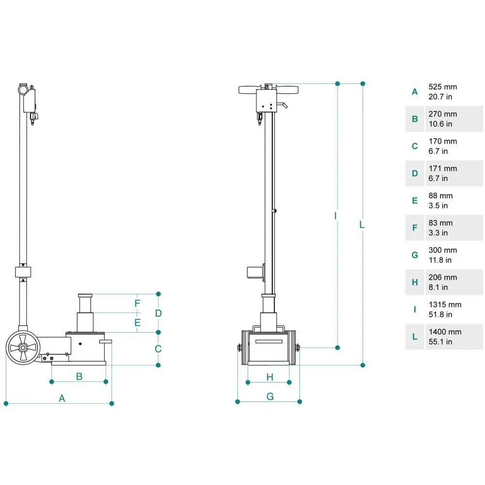 Пневматично-хидравличен крик, двустъпален 40/20 тона - CAYAK-217N