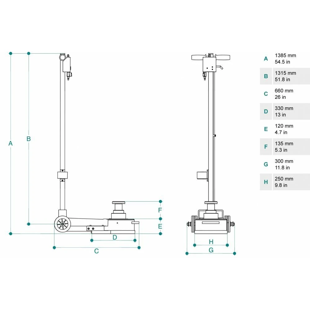 Пневматично-хидравличен крик 60/30/15 тона - CAYAK-312
