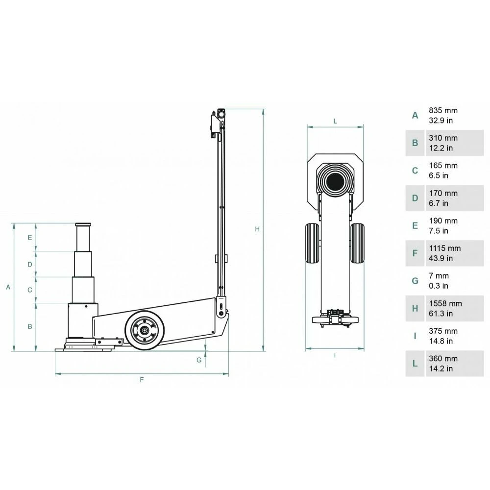 Пневматично-хидравличен крик, 80/50/25 тона - CAYAK-330S