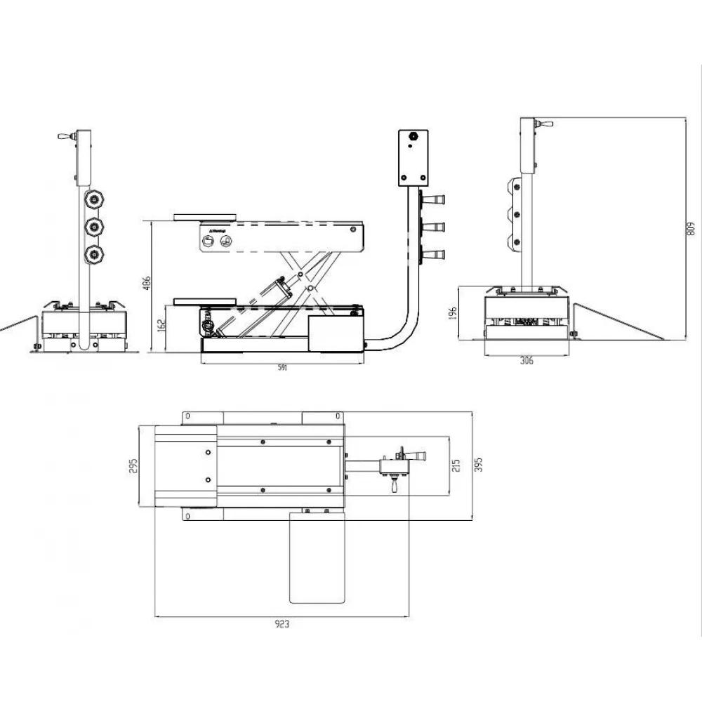 Пневматичен подемник за балансиращи машини, до 65 кг. - INVBL-TS65