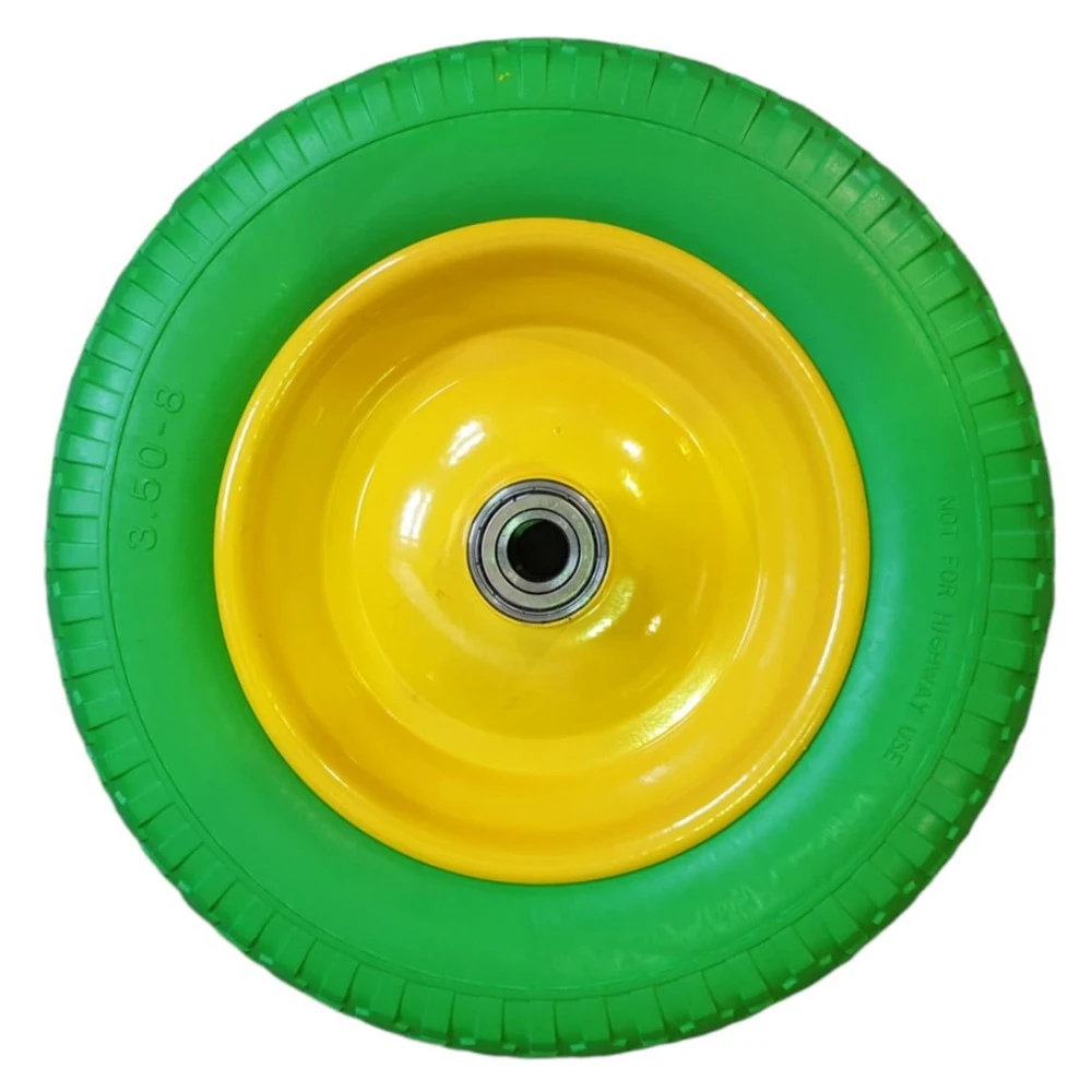 Полиуретаново зелено колело, с лагери, втулка ОС 20X93 мм. - 350-8