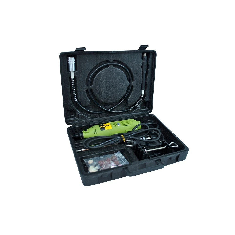 Прав шлайф 130W, куфар, гъвкав вал, 36 бр. принадлежности - PG130