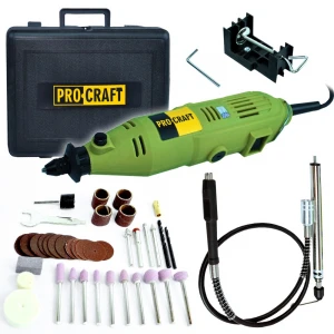 Прав шлайф 130W, куфар, гъвкав вал, 36 бр. принадлежности - PG130