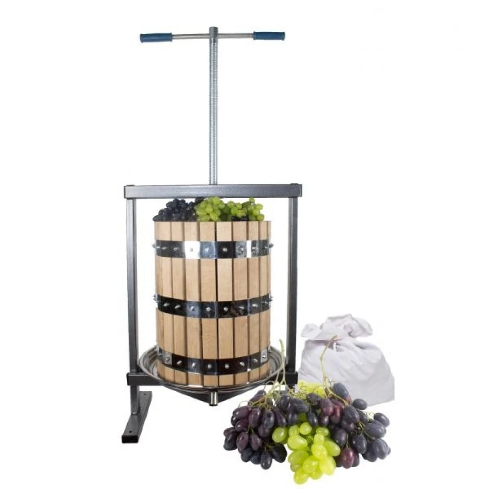 Преса за грозде 50 л, с дъбови елементи и метална рамка - 7519