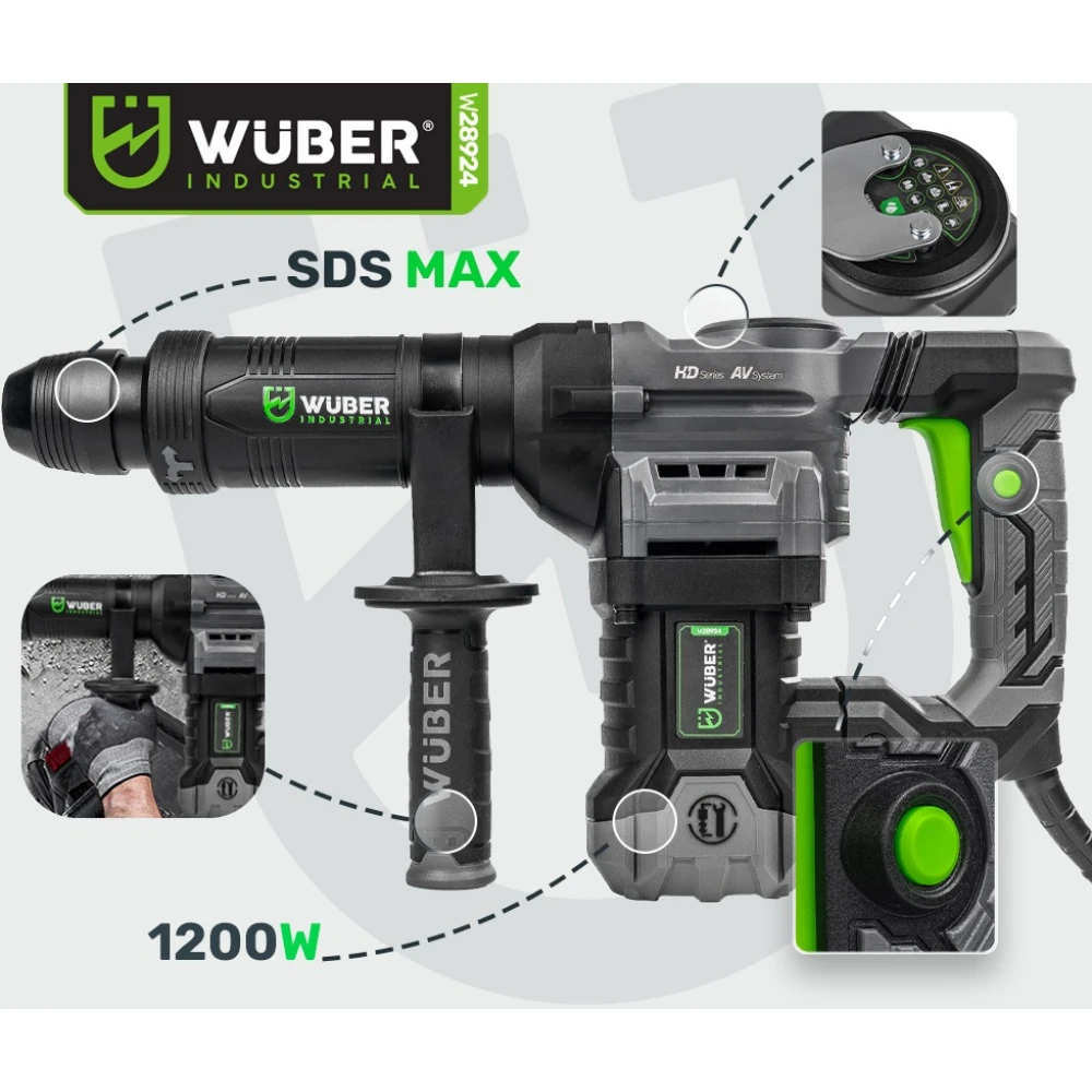 Професионален къртач 1200W, 3600 уд/мин., SDS MAX - W28924