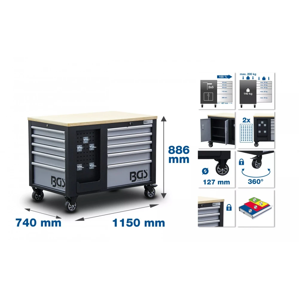 Работна мобилна количка / шкаф за инструменти - BGS4199