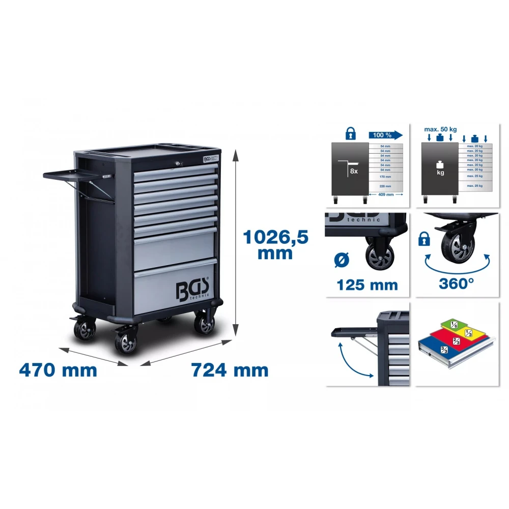 Оборудва количка / шкаф с инструменти 299 части - BGS4007