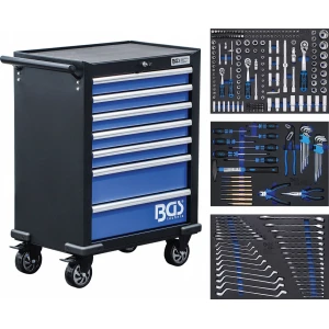 Работна количка / шкаф с инструменти 7 чекмеджета с 263 части - BGS4207