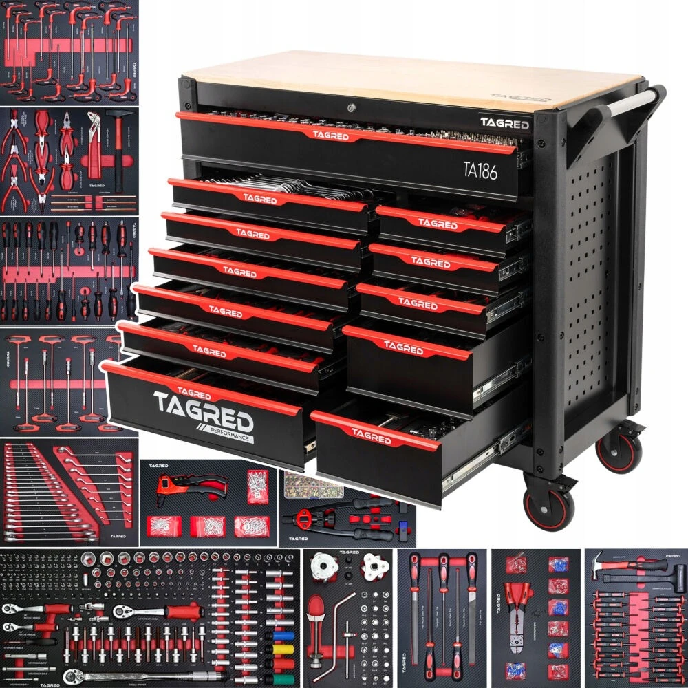 Оборудвана количка с инструменти 12 чекмеджета 691 части - TA186