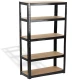 Стелаж черен, 5 рафта MDF, 120Wx45Dx180H см, 175 кг/рафт, без винтове - 120Wx45Dx180H