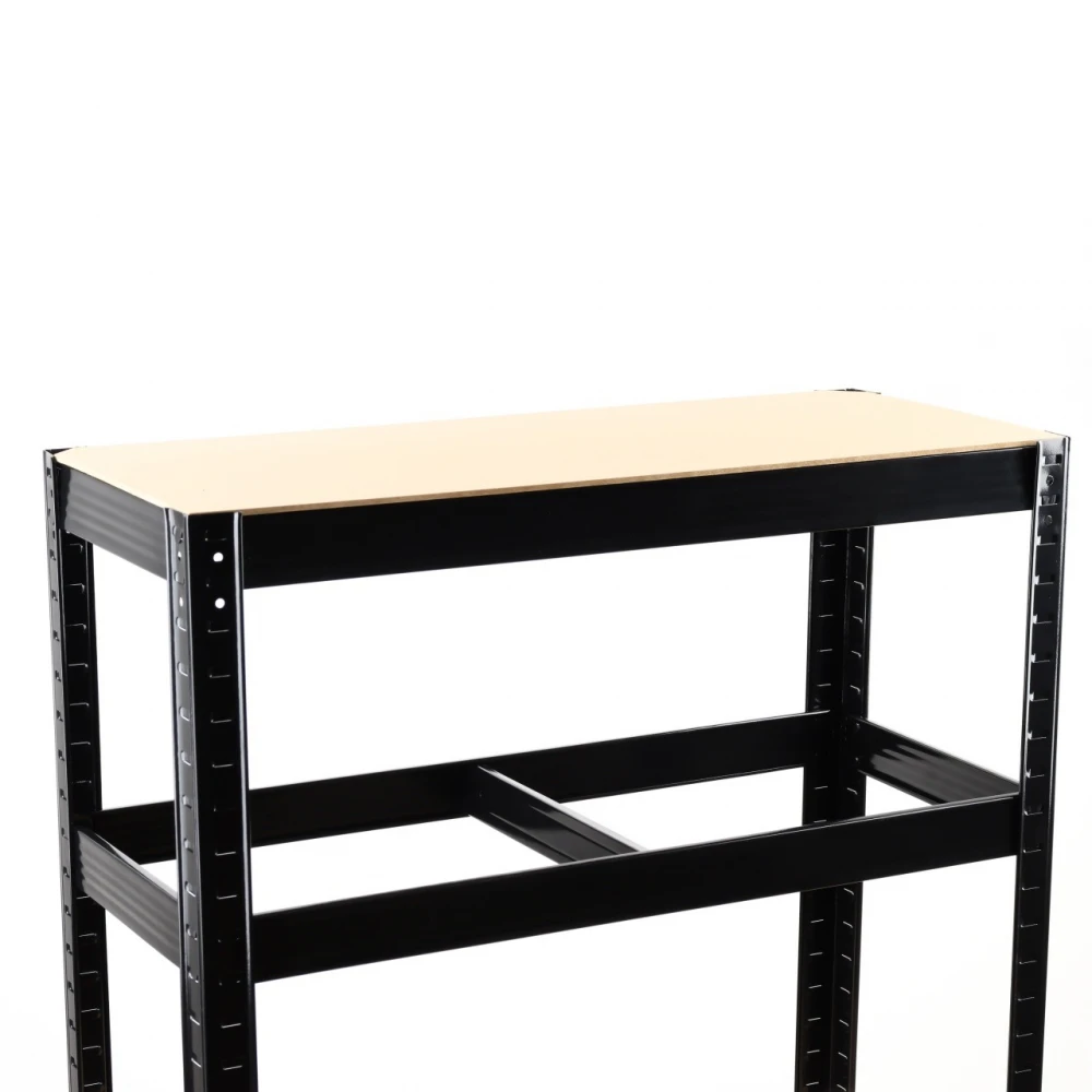 Стелаж черен, 5 рафта MDF, 90Wx45Dx180H см, 175 кг/рафт, без винтове - 90Wx45Dx180H