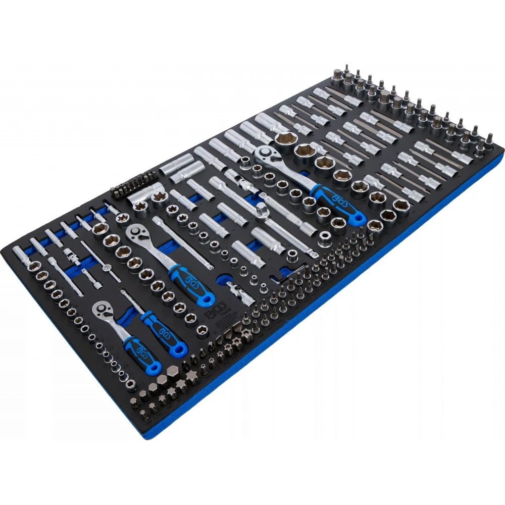 Комплект инструменти, 216 бр., вложки, битове, удължители - BGS74434