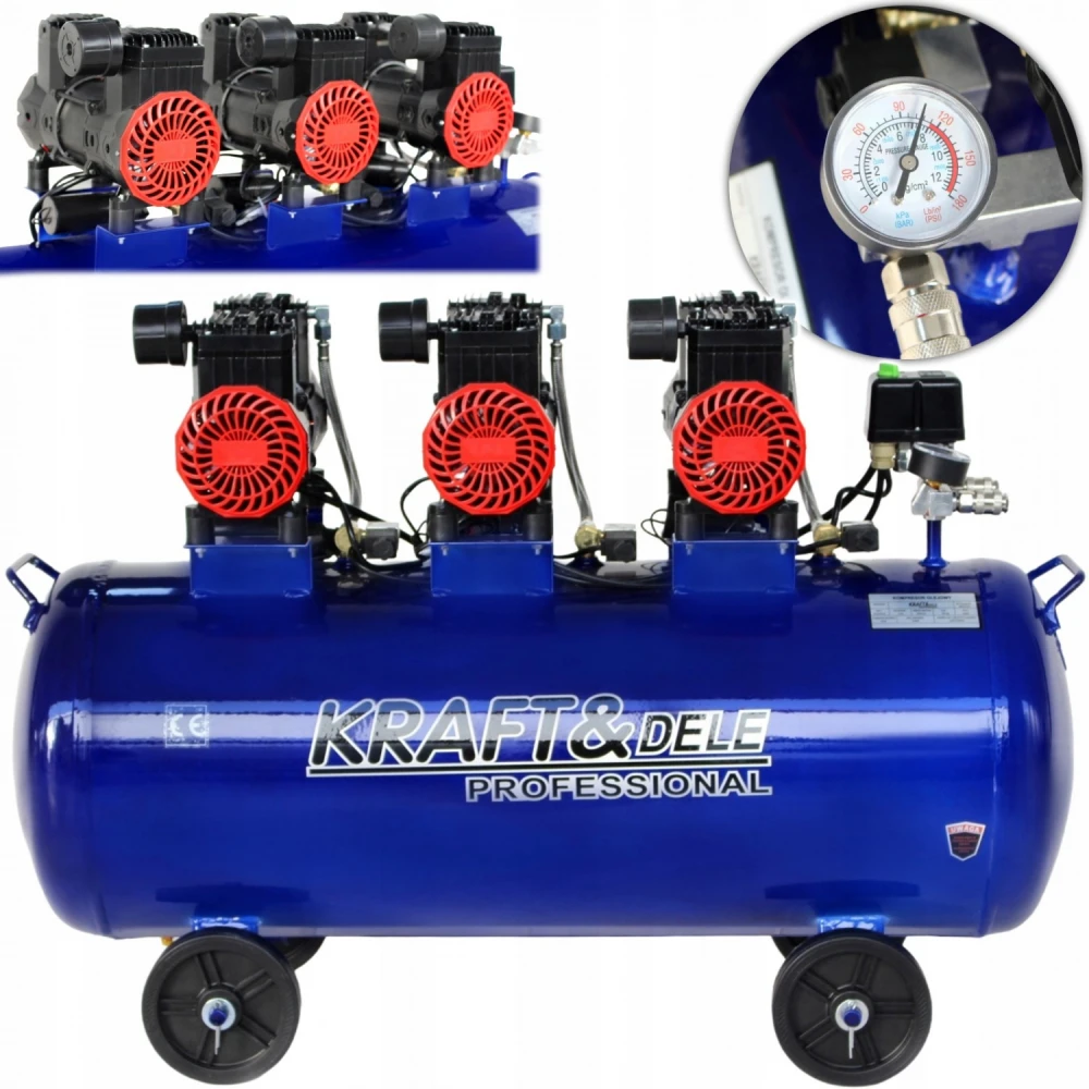 Тих / Безмаслен компресор за въздух 100 литра 6000W - KD4094