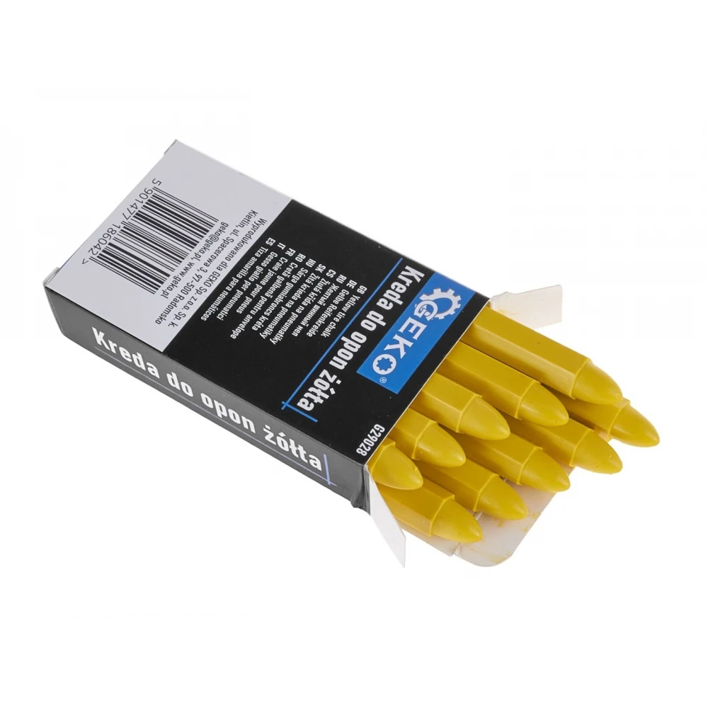Водоустойчив тебешир, креда за гуми, жълта, 12x110 мм 10 броя - G29028