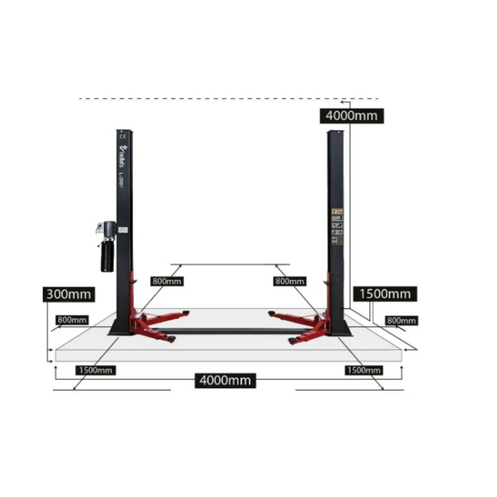 Полуавтоматичен двуколонен подемник 230V, 4 тона L-200F