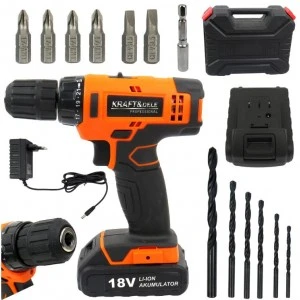 Акумулаторен винтоверт с куфар и аксесоари  KD1572, Li-Ion, 18V ,1300Ah , 30Nm