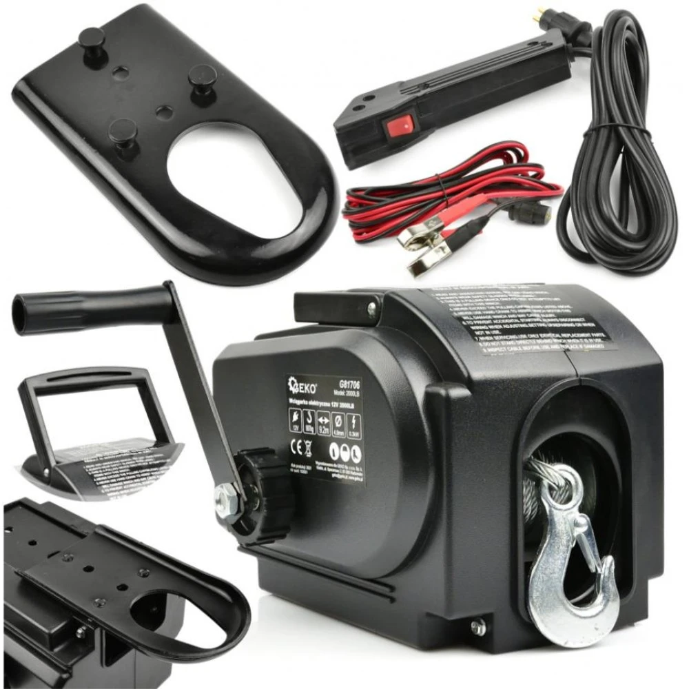 12v Електрическа лебедка - G81706, GEKO 2000LB, 907кг, 10м въже