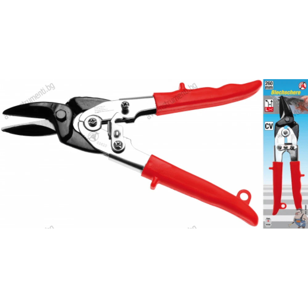 Професионални ножици за рязане на ламарина, ляви/прави 260мм.