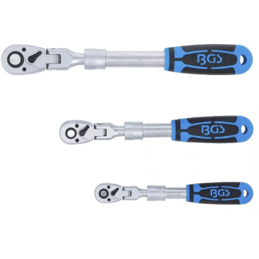 Комплект разтегатенлни тресчотки 3 броя с чупеща глава BGS25128