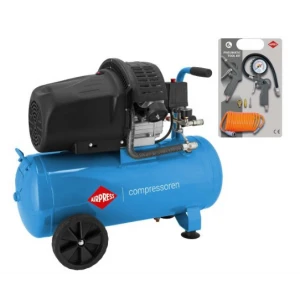 Двубутален компресор HL 425-50 50 литра + комплект пневматични принадлежности 36888