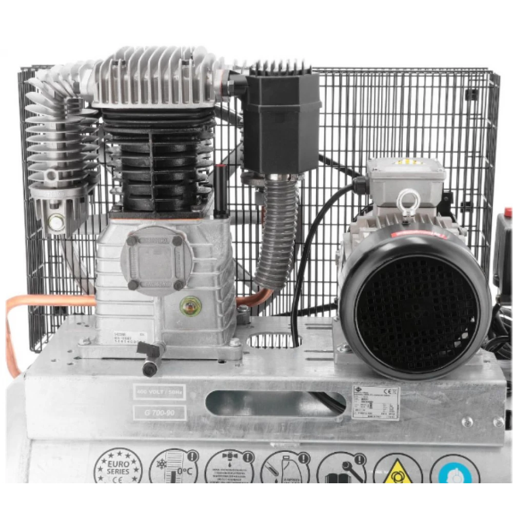 Двубутален компресор поцинкован G 700-90 Pro 11 бара 5.5 HP/4 kW 400V 530 л./мин. 90 литра 369640