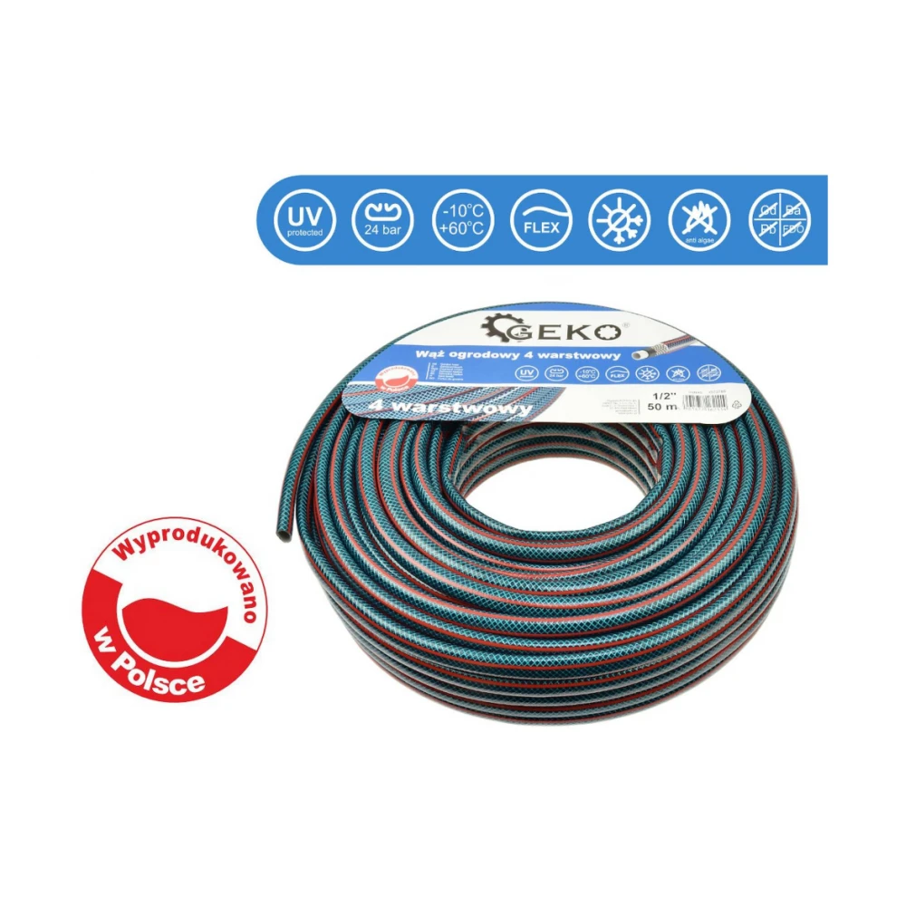 Градински маркуч 4-слоен 1/2" 50 м GEKO G73785