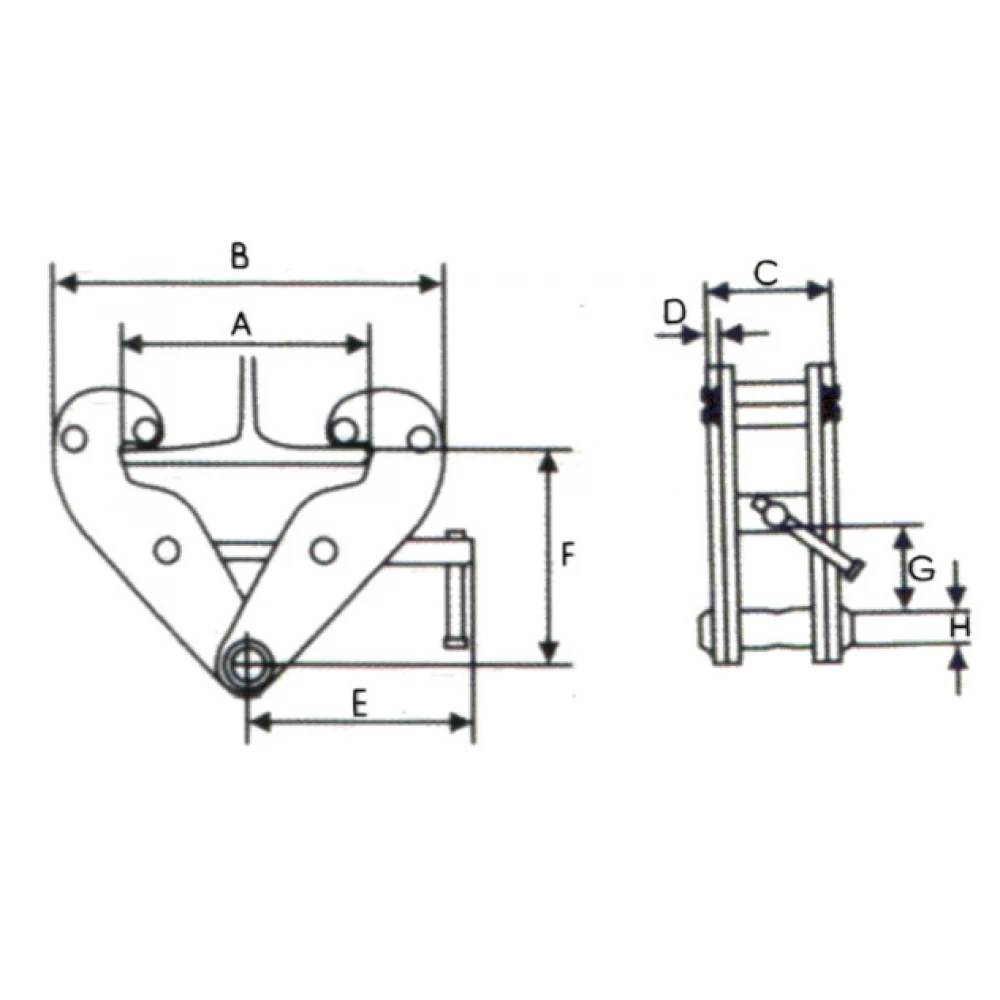 Гредова скоба за закрепване към стоманени профили, 1 тон - BC1T
