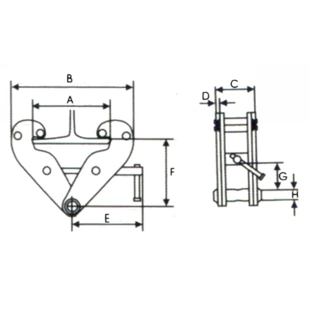 Гредова скоба за закрепване към стоманени профили, 3 тона - BC3T