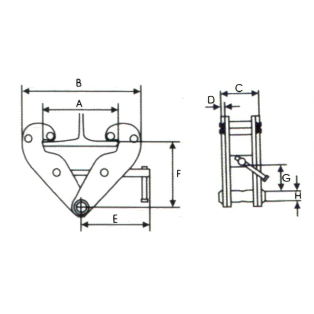 Гредова скоба за закрепване към стоманени профили, 5 тона - BC5T