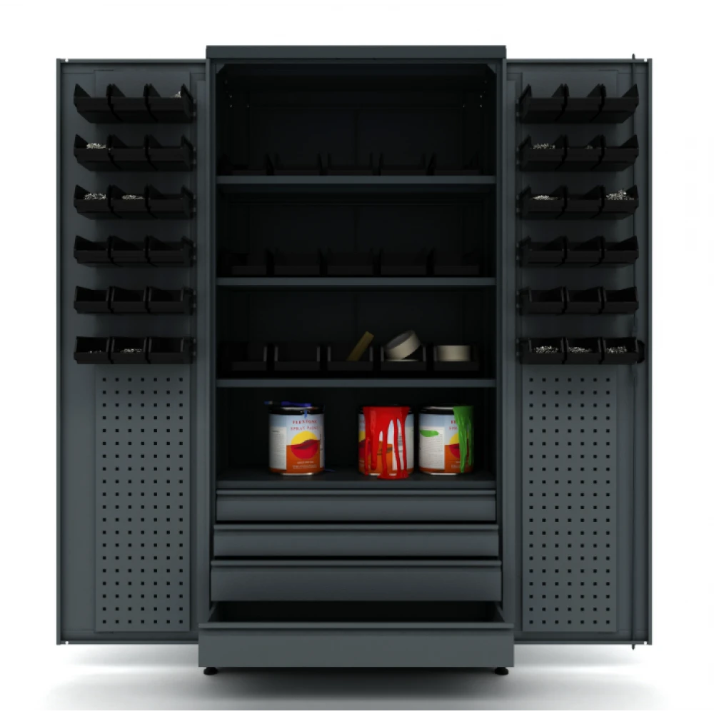 Метален шкаф за инструменти с 51 пластмасови контейнера - BG95D2B