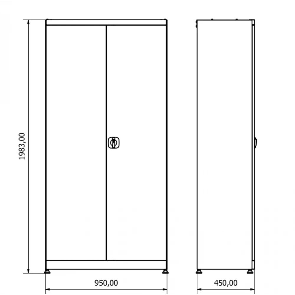 Метален шкаф за инструменти с 2 врати и 4 регулируеми рафта - BG95D2R