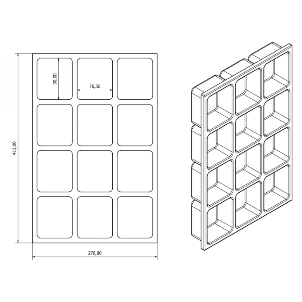Пластмасов органайзер за чекмеджета с 12 броя, за инструменти - BGH12
