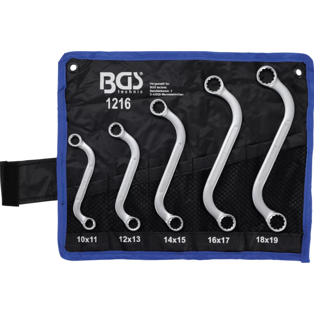 Комплект гаечни ключове с двоен пръстен, S-тип, 10 x 11 - 18 x 19 мм, 5 бр. - BGS1216