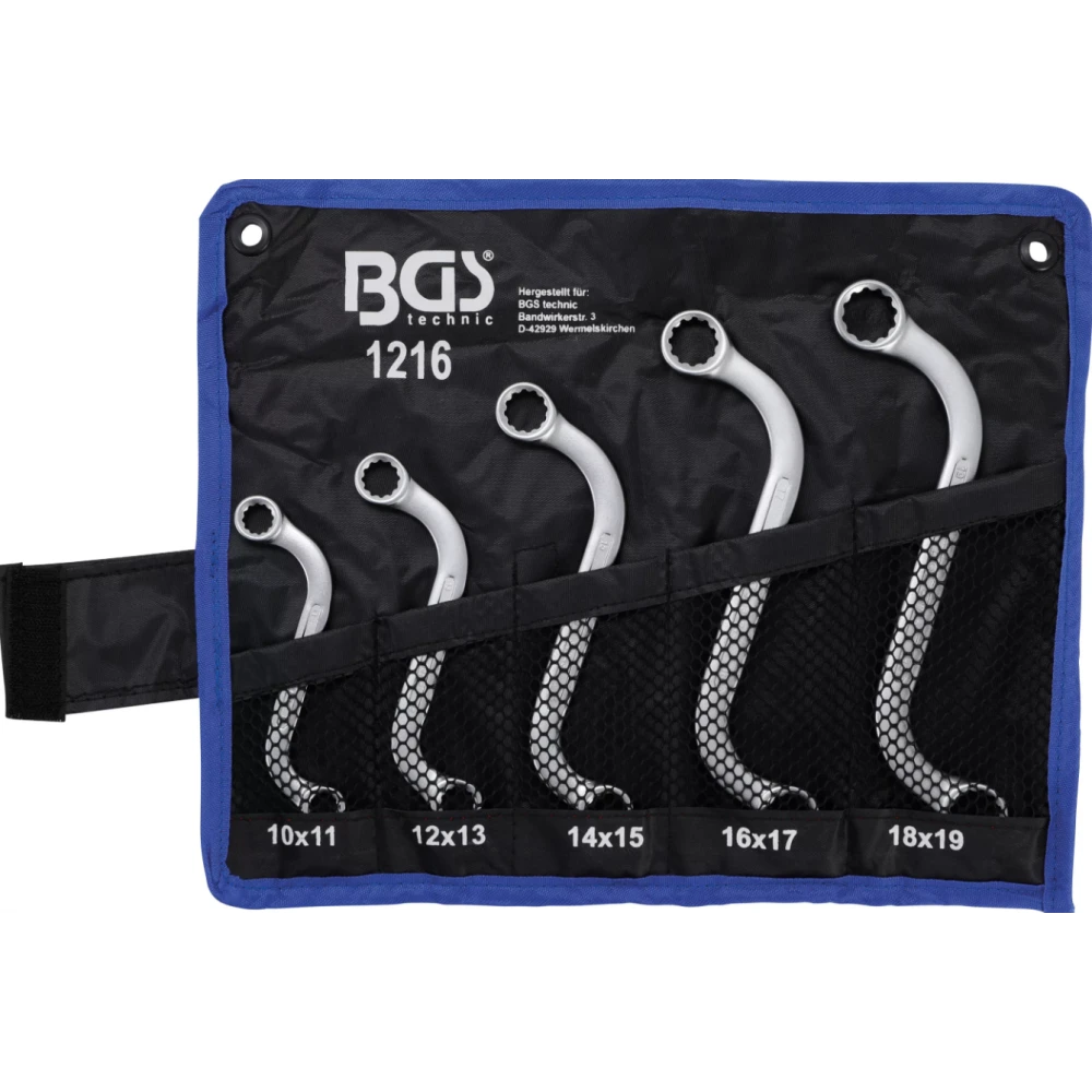 Комплект гаечни ключове с двоен пръстен, S-тип, 10 x 11 - 18 x 19 мм, 5 бр. - BGS1216