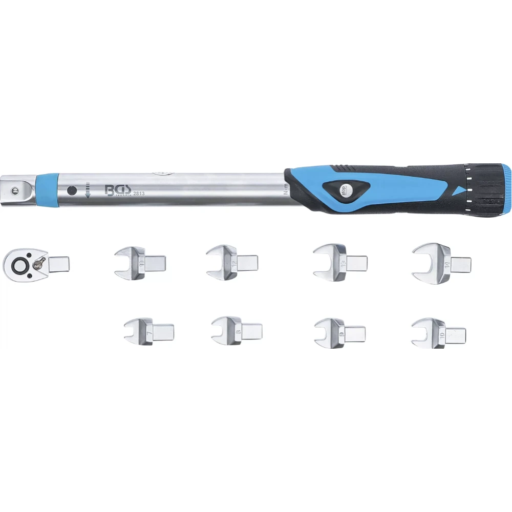 Комплект динамометрични ключове, 6,3 мм (1/4"), 10 - 50 Nm, 10 бр. - BGS2813