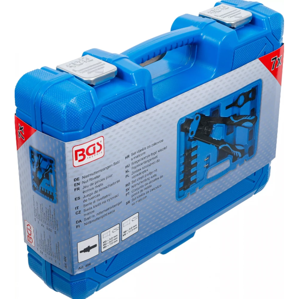 Комплект клещи за нит гайки, M3 - M8, 7 бр. - BGS404