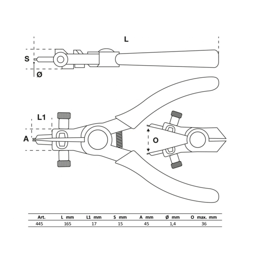 Зегер клещи с фиксиращи пръстени ( външни ) 165 мм - BGS445