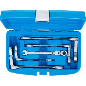 Комплект комбинирани гаечни ключове с двойна шарнирна тресчотка, под ъгъл, SW 8 - 19 мм, 5 бр. - BGS6181