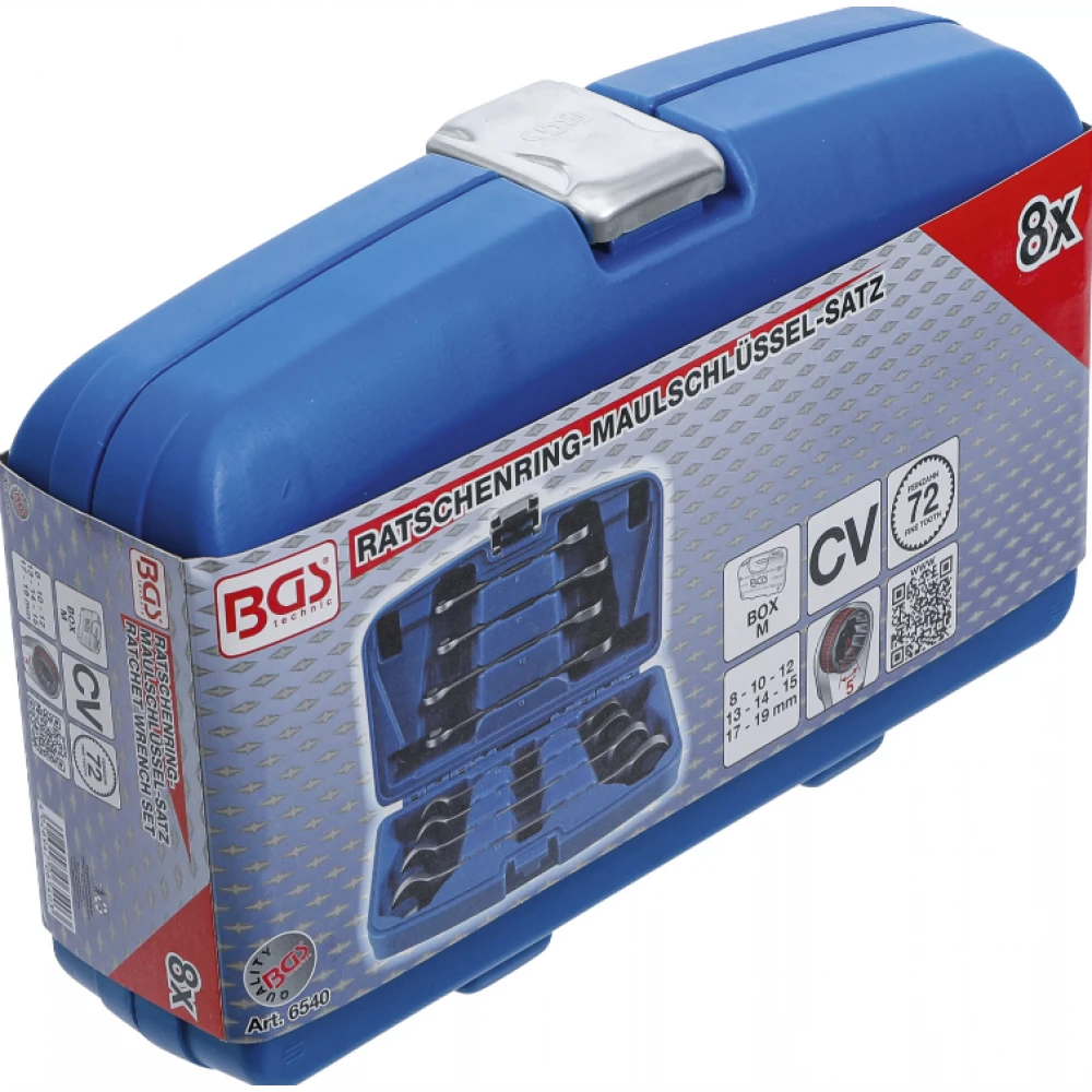 Комплект гаечни ключове с тресчотка, SW 8 - 19 мм, 8 бр. - BGS6540