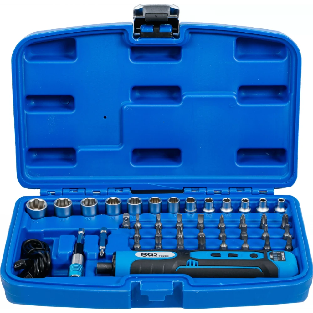 Акумулаторен винтоверт, включва комплект накрайници и гаечни ключове, 41 броя - BGS70209