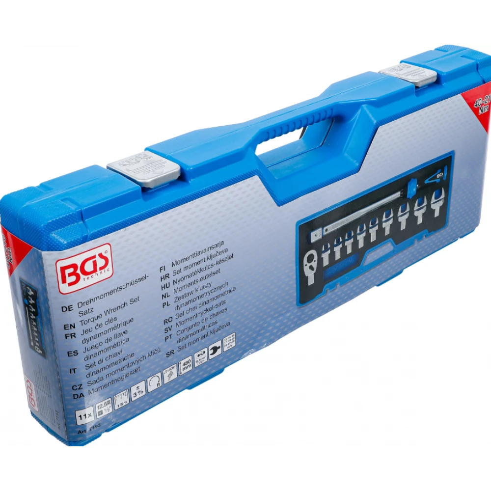 Комплект динамометрични ключове, за инструменти, за вложки 14 x 18 мм, 40 - 210 Nm, 11 бр. - BGS7193