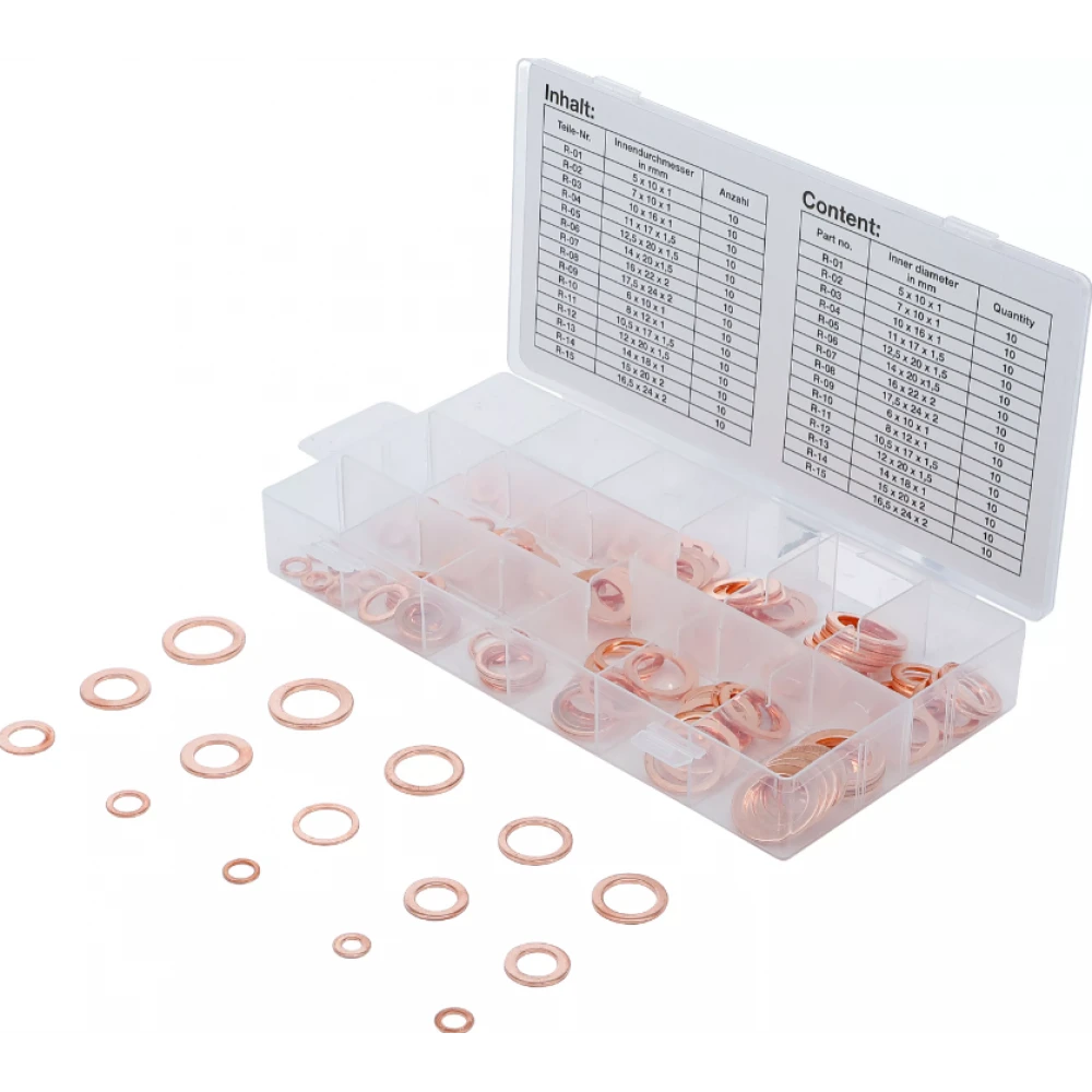 Гама уплътнителни пръстени, О-пръстени, медни, 150 броя - BGS8052