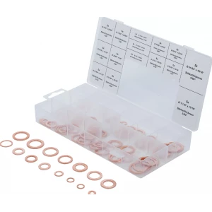 Гама уплътнителни пръстени, О-пръстени, медни, инчови размери, за пробки за източване на масло, 75 броя - BGS8144