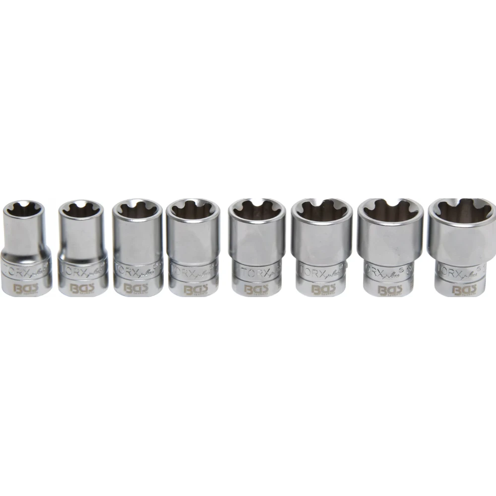 Комплект вложки за гаечен ключ, T-Profile Plus (за Torx Plus), задвижващ вътрешен квадрат 12,5 мм (1/2"), 8 бр. - BGS8806