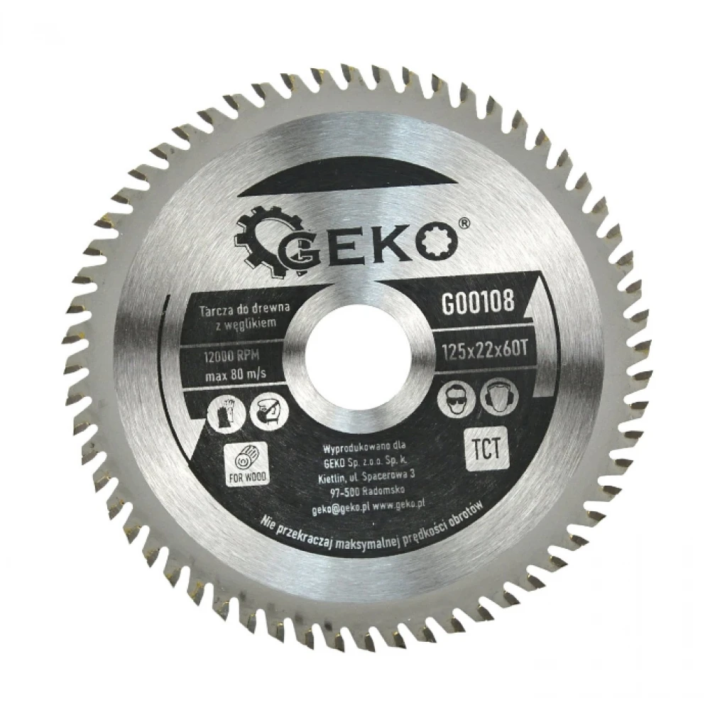 Циркулярен диск за дърво 125x22 мм 60 зъба GEKO G00108