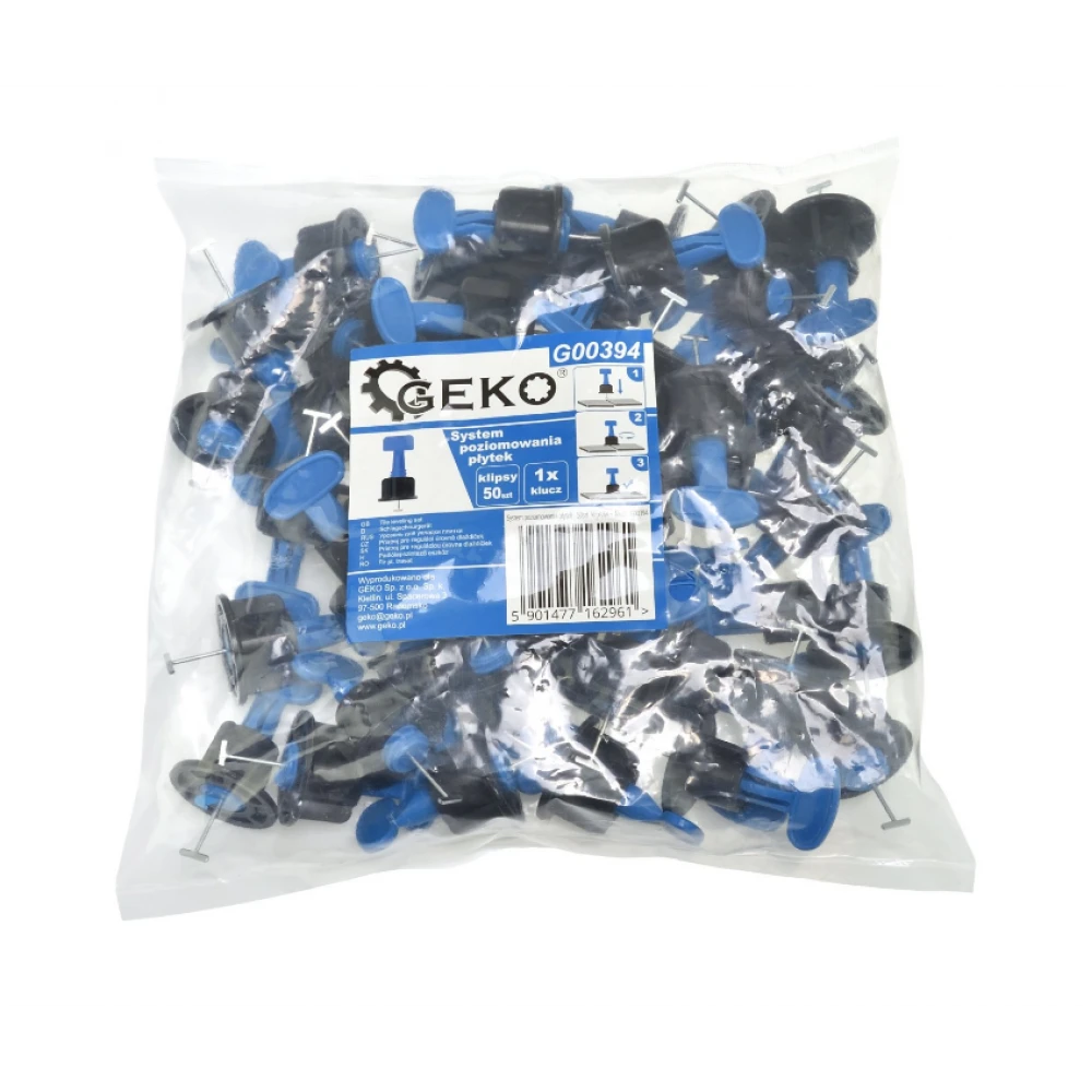 Система за нивелиране на плочки - 50 бр. щипки + ключ GEKO G00394