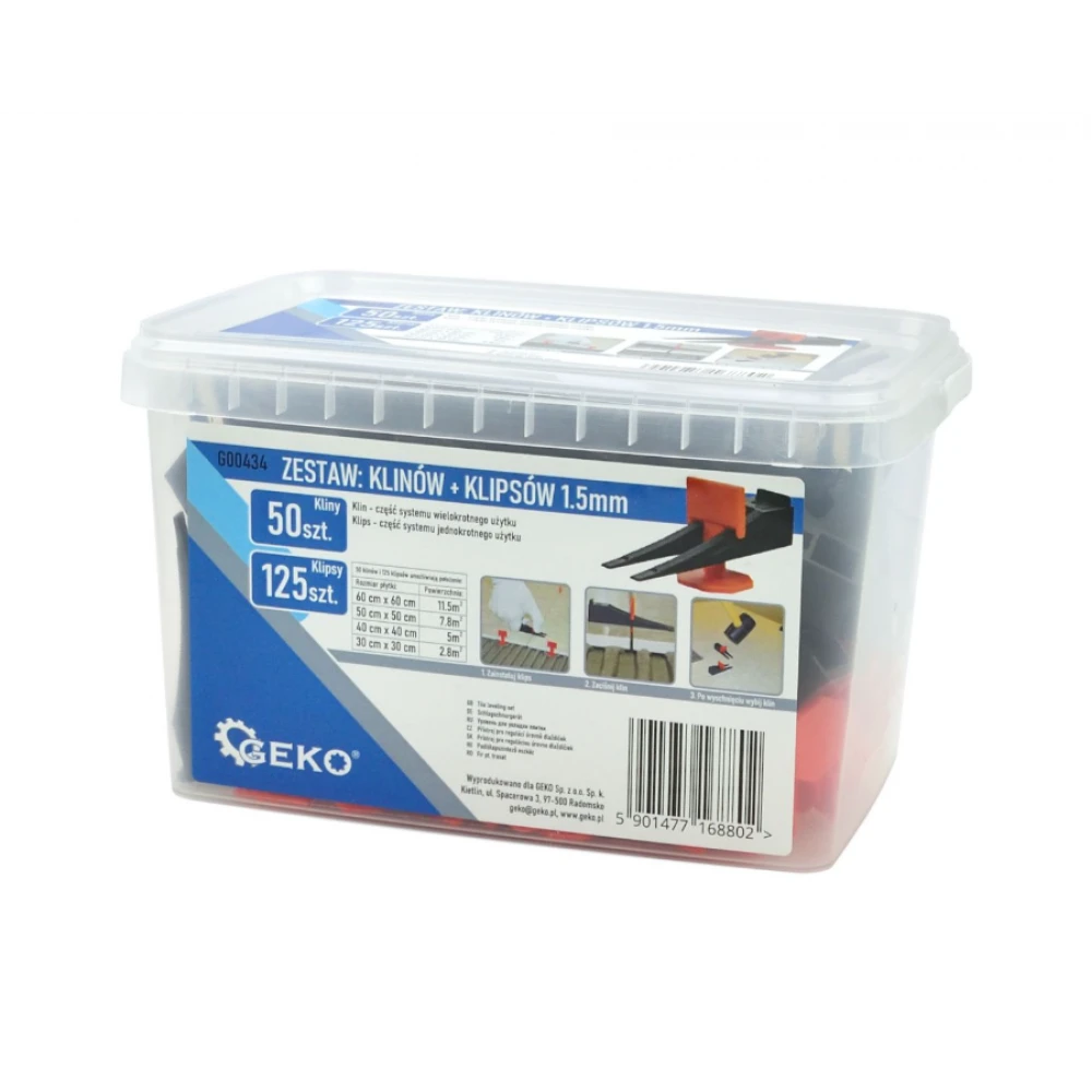 Система за нивелиране на плочки, 50 клина + 125 1,5 мм скоби - G00434