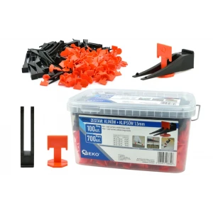 Система за нивелиране на плочки - 100 клина + 700 щипки 1,5 мм GEKO G00436