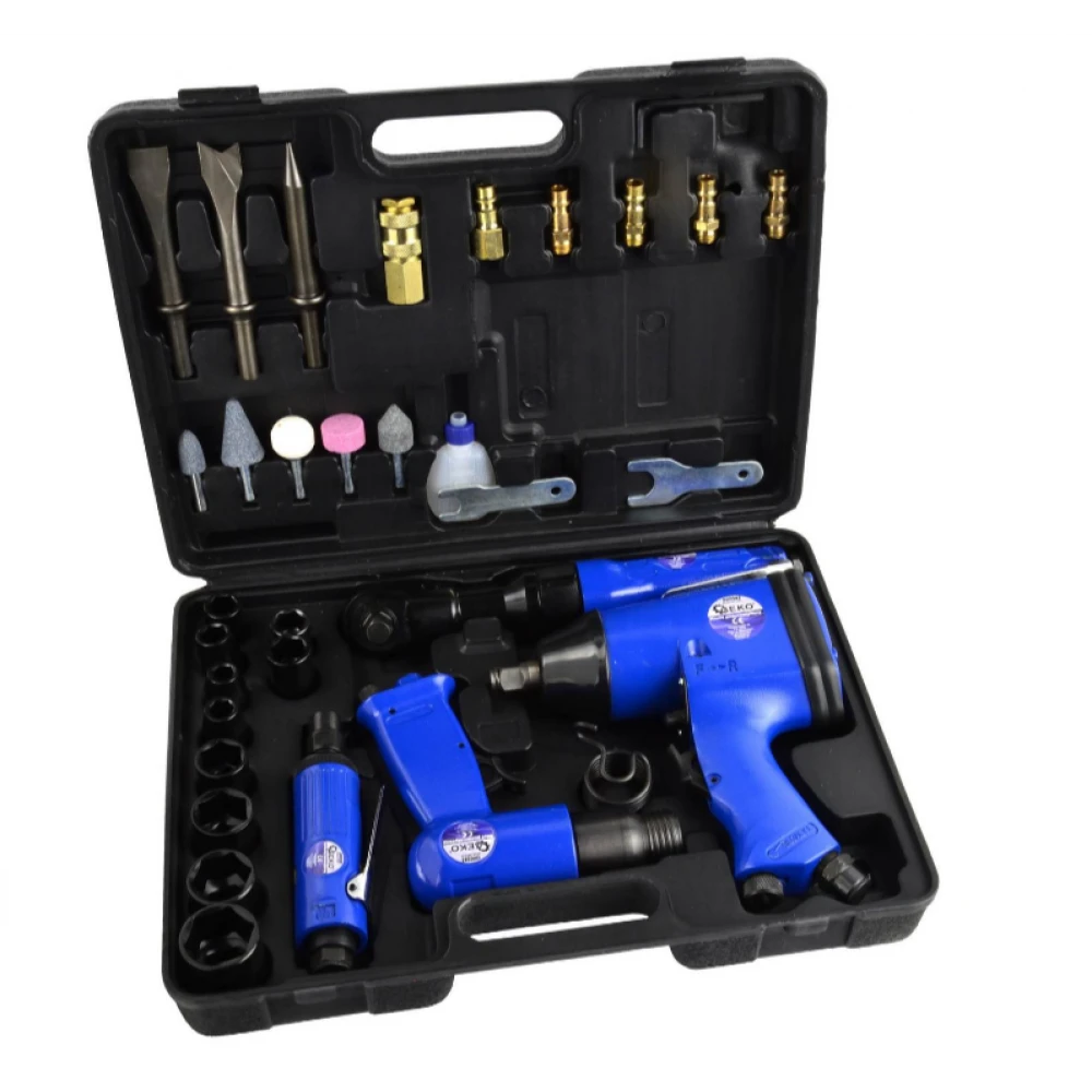 Комплект пневматични инструменти и гаечни ключове 33 части GEKO G00583
